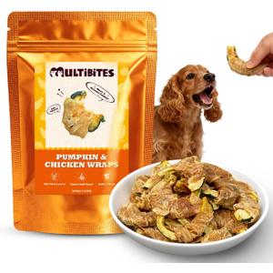2 x 6 oz Pumpkin & Chicken Wraps – Gluten-Free, High-Protein & Low Fat, Healthy Dog Treats Dog Training Treats for Digestive Support, Dog Consitipation Relief & Contains Vitamins for Dogs