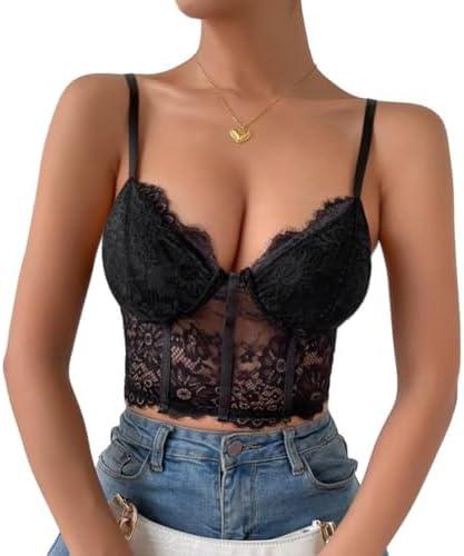 Lilosy Sexy Floral Lace Sheer Longline Crop Cami Top XS 34B Lilosy Sexy Floral Lace Sheer Longline Crop Cami Top XS 34B