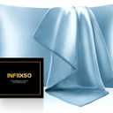 INFIIXSO Mulberry Silk Pillowcase for Hair and Skin, Silk Pillow Cases King Size with Hidden Zipper 20x40 Inches, Super Smooth and Soft Cooling Pillow Cases for Hot Sleepers(Light Blue, 1 Pack)