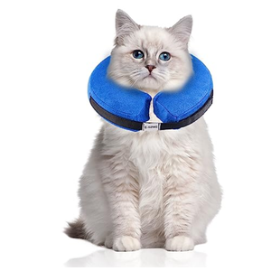 E-KOMG Dog Cone After Surgery, Protective Inflatable Collar, Blow Up Dog Collar, Pet Recovery Collar for Dogs and Cats Soft (X-Large (18" and up), Blue)