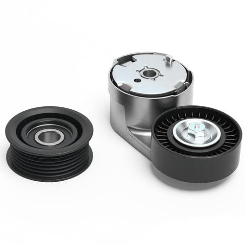 39282 Drive Belt Tensioner + one idler Pulley ‎38082, for Dodge Avenger Challenger Charger Durango Grand Caravan, for Chrysler 200 300 Town & Country, for Ram 1500 ProMaster, for Grand Cherokee, V6 3.6L