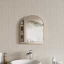 Gold Metal Frame Bathroom Arch Mirror for Over Sink, 15x18 Inch Arched Tempered Mirror, Wall Vanity Mirror for Farmhouse, Modern Luxe Mirror for Bedroom, Living Room, Entryway