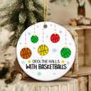 2 x Basketballs Ornament 2025  Deck The Halls with Basketballs Ceramic Ornament  Holiday Tree Decoration for Basketball Players & Fans, Sports Gag Gift & Stocking Stuffer