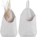 100% Linen Hanging Storage Bags Baskets 2 Pcs, Small Wall Storage Bag for Kitchen, Bedroom, RV Camper Organizer, Sewing Room, Nursery Storage, Kids Room, Linen