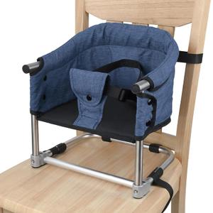 Booster Seat for Dining Table: Portable Toddler Booster Chair with Safety Buckle and Height Adjustable, Foldable Baby Feeding Chair, Kids High Chair Booster Seat for Kitchen Home Travel,Navy Blue