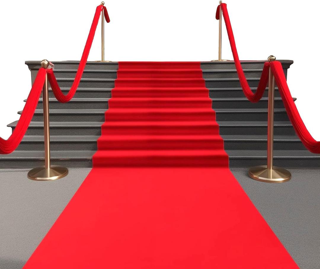 3.3 ft x 33 ft Extra Thick Red Carpet Runner for Party, Not Slip Red Runner Aisle Runway Rug for Wedding, Party, Banquet, Activity Entrance and Special Events Decoration