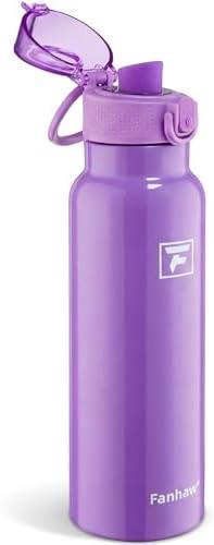 Fanhaw Daylite Series 24 oz Stainless Steel Insulated Water Bottle with Silicone Spout Lid, Double-Wall Vacuum Leakproof Metal Bottle, Anniversary Birthday Gift for Kids, Women & Men (Lilac)