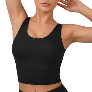 Nirlon U Tank Sports Bra for Women – Scoop Neck Workout Top with Built-in Cups – Ideal for Yoga, Gym & All-Day Comfort Wear (Black, 10)