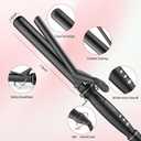 SAOSA 1.25 Inch Curling Iron for Medium-Long Hair, 7.3" Tourmaline Ceramic Barrel with Clamp, 5 Temp Settings & Auto Shut-Off, Dual Voltage 110-240V Travel Hair Curler - Black