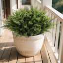 Waipfaru 24 Bundles Artificial Plants Outdoor, UV Resistant Artificial Plants, Fake Plants for Outdoor Christmas Porch Decor Lifelike Fake Bushes Greenery for Home Farmhouse Yard Decorations,  Green, 24 Bundles