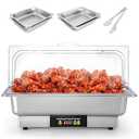 Dyna-Living Electric Chafing Dishes for Buffet 9.5QT Buffet Servers and Warmers, 600W Food-Grade Stainless Steel Food Warmers for Parties Buffet, Full Size & Half Size Buffet Trays and Warmers