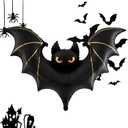 2 x Halloween Black Bat Balloons, 59 Inch Large Bat Foil Balloon For Halloween Party Supplies, Scary Birthday Decorations