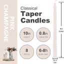 8 Pack 10 Inch Soft Champagne Spiral Taper Candles Long Burning Dripless Candles for Party Dinner Home Decor Wedding and Celebrations