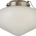 Westinghouse 7785100 LED Schoolhouse Indoor/Outdoor Energy Star Ceiling Fan Light Kit, Antique Brass Finish with White Opal Glass