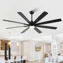 CJOY 84 Inch Low Profile Ceiling Fan with Lights, Flush Mount Black Ceiling Fan with Remote, 8-Blade Reversible DC Motor, 6 Speeds, 3CCT Dimmable LED Quiet Indoor/Outdoor Use for Bedroom Kitchen Patio