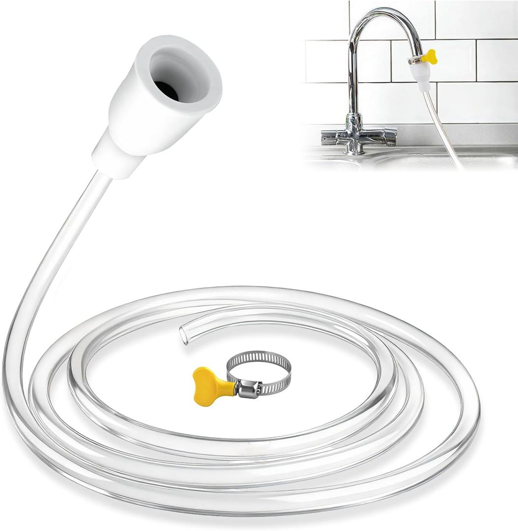 Faucet Hose Adapter for Sink - 6.5ft Sink Hose Attachment for Faucet, with Adjustable Connector Clamp, Portable Connector Attachment for Bathtub, Dog Shower, Bucket, Outdoor Cleaning