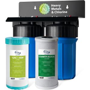 iSpring Heavy Metal Whole House Water Filter System, Reduce 99% Chlorine, Lead, Sediment & Odor, 5-Layer Whole House Water Filter, SGS-Tested, 10 x 4.5 Filters, 1 Inlet/Outlet, Model: WGB21B-KS
