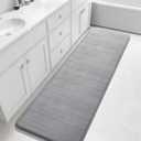 Yimobra Bathroom Runner Rugs 72"x24" Non Slip Washable Memory Foam Bath Mat, Super Soft Water Absorbent Hallway Carpet for Vanity Tub Shower, Gray (Grey)
