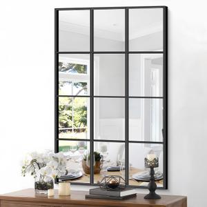Rectangle Mirror, 30" x 48", Wall Mounted, Black Aluminum Framed, Modern Style for Bedroom, Living Room, Bathroom (48"L x 30"W)