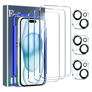 Ferilinso 3 Pack Screen Protector for iPhone 15 with 3 Pack Tempered Glass Camera Lens Protector Phone Case Friendly HD Accessories Protector de Pantalla for Apple iPhone 15 6.1 INCH