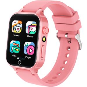 Vakzovy Kids Smart Watch Girls Gift for Girl Aged 6-12, with 26 Games Camera Music Video Pedometer Educational Toys Birthday Gifts Ages 5 6 7 8 lightpink