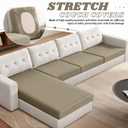 KinCam Couch Cushion Covers, Stretch Sectional Couch Covers Sofa Cushion for L Shaped Couch Cover Washable Sofa Slipcovers Sofa Covers(Chaise Cover, Taupe)