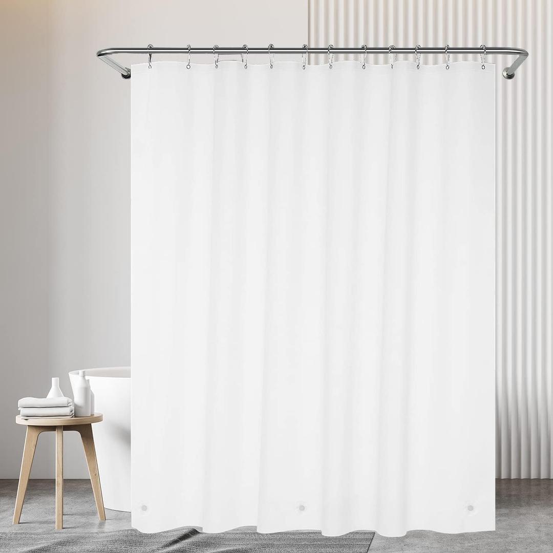 White Shower Curtain Liner 72 x 72 inch Plastic Shower Liner Washable Inside Shower Curtain Liner PEVA Shower Curtains for Bathroom with Magnets and Rustproof Metal Grommet Holes (72"W x 72"L (Pack of 1), Pure White)