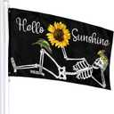 Hello Sunshine Flag 3x5 Ft Outdoor Outside With Grommets Spring Summer Funny Skull Indoor House Yard Garden Decorations Holiday Banner Sign