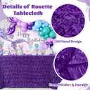 B-COOL Purple Rosette Tablecloth 60x102 Inch Satin 3D Floralr Romantic Party Table Fabeic for Wedding Bridal Shower Birthday Rectangle Table Decoration