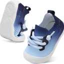 BARERUN Baby Shoes Baby First Walking Shoes Infant Sneakers Wide Toe Box Slip on Shoes Soft Sole Baby Boys Girls Crib Shoes Toddler Breathable Lightweight House Sock Shoes (Blue Change)