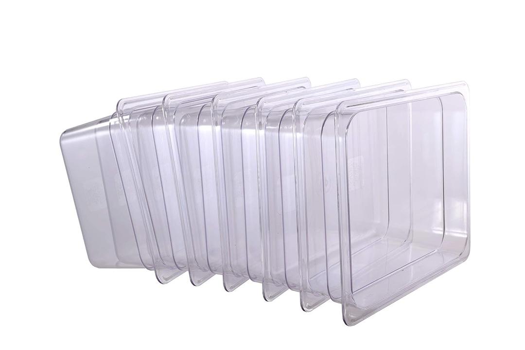 6-Pack 6-Inch Deep Clear Polycarbonate Food Pans - Half Size Commercial Hotel Pans (12.8" x 10.4"), 9.4 Qt Capacity, NSF Certified, for Restaurants, Hotels & Catering