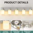 IZORRO Bathroom Vanity Light Fixture, 5-Light 36 Inch Brushed Nickel Bathroom Light Fixtures Over Mirror, with White Glass Shade, Modern Farmhouse Vanity Lights, Rustic Restroom Lighting Fixtures