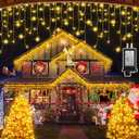 612 LED 60FT Christmas Lights with 136 Drops, 12 Modes Dimmable Warm white Outdoor Hanging Lights with Timer Memory, Waterproof Curtain Lights for Home Bedroom Indoor Tree Window Roof Fence Wedding
