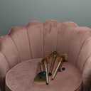 DAGONHIL Mid Century Modern Upholstered Accent Chair,Petal Vanity Chair,Retro Leisure Velvet Single Sofa with Golden Metal Legs for Living Room/Bedroom(Light Pink)