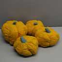 Kajaia 4 Pcs Fall Decor Thanksgiving Pumpkin Throw Pillow Fall Pillow 11 Inches 7 Inches 3D Cushion Thanksgiving Sherpa Plush Fluffy Stuffed for Autumn Christmas Home Sofa(Yellow)