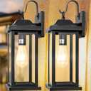 2-Pack Dusk to Dawn Large Outdoor Wall Lights 17 Inch, Exterior Light Fixtures Porch Lights Tempered Clear Glass, IP65 Waterproof Anti-Rust Outside Wall Sconces Matte Black Wall Lanterns