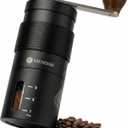 Manual Coffee Grinder with Ceramic Conical Burr - AeroPress Compatible Hand Coffee Mill with Click-Lock Stepless Adjustment | Portable Precision Molino de Cafe for Camping, Home & Travel (Black)