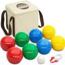 GoSports 90 mm Backyard Bocce Set with 8 Balls, Pallino, Case and Measuring Rope - Made from Premium Resin