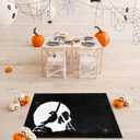 Halloween Bathroom Rugs Black White Bath Mats Skull Nightmare Before Christmas Home Decor Bath Rugs for Bathroom, Bedroom Washable Absorbent Carpet 20"x 32"