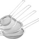 4 Pcs Stainless Steel Fine Mesh Strainer Small Metal Colanders and Sifters Sieves with Handles 4 Sizes Versatile Kitchen Strainer for Steeping Loose Leaf Tea Straining Juice and Sifting Flour Sugar