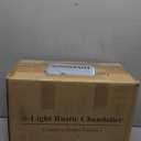 6-Light Farmhouse Chandelier for Entryway, Rustic Dining Room Light Fixtures, Industrial Drum Hanging Lighting for Kitchen Island Foyer, Black Wood and Black Metal Finish