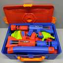 2 IN 1 Shooting Game Toys For 5 6 7 8 Year Old Kids, Moving Standing Shooting Target & 2 PCS Foam Ball Popper Air Toy Guns, 24 Foam Balls, 2 Player Boy Toys For Boy Kids, Gifts for Boys and Girls