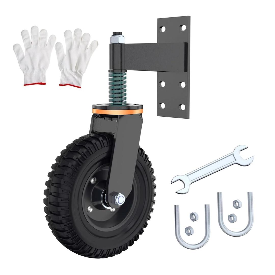 Gate Wheel, 8 Heavy Duty Fence Gate Wheel, Made of Fine Iron Solid Rubber, Maximum Weight Capacity 750 Lbs, Corrosion and Rust Resistant, for Wood Gates and Metal Pipe Gates. (Yellow Upgrade)