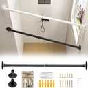 Adjustable Corner Closet Rod 22"-30", Black Wall Mounted Hanger Bar with 180° Swivel Bases, Heavy-Duty Garment Rod for Bedrooms, Closets, and Laundry Rooms