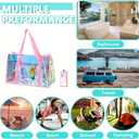 Gohgoh Beach Bag 29L Sand-proof Holographic Beach Bag Iridescent Beach Tote Bag with Zipper and Phone Pouch for Beach, Pool (Pink)