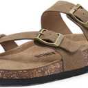 Rainlin Women's Cork Footbed Sandals Comfortable Adjustable Buckle Flat Thong Slide Sandals with Arch Support (7)