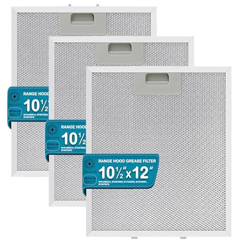 W10169961A Range Hood Grease Filter – 5-Layer Aluminum Mesh Vent Hood Filter, 10.5" x 12", Fits Whirlpool Range Hood, KitchenAid, Jenn-Air – Replacement for W10875058, W11245983 (3-Pack)