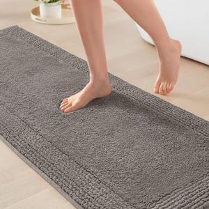 Madison Park Splendor Reversible 100% Cotton Tufted Bathroom Rug-3000 GSM Hotel Quality Luxurious Plush Medium Pile Bath Mat Absorbent, Quick Dry, Shower Room Dcor, 24x72, Charcoal