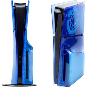 Geekria Transparent Cover Plates Compatible with PlayStation 5 Slim Disc Edition, Replacement Shell Gaming Accessories with Fan Vents, Hard Shockproof ABS Shell Side Panels