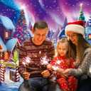 Christmas Village Photography Backdrop North Pole Snow Village Photo Backdrop Winter Night Xmas Tree Santa Party Decorations Holiday Photo Booth Banner (8x6FT)